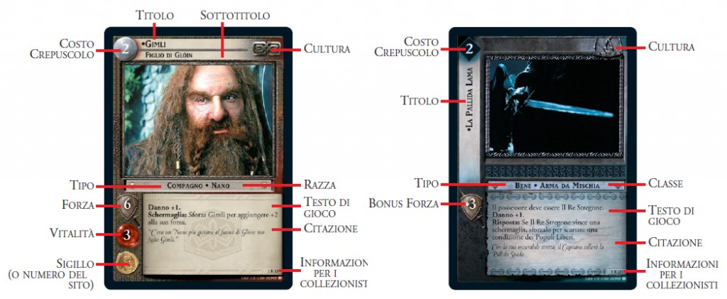 descrizione carte signore degli anelli tcg