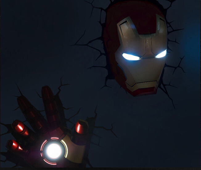 lampada decorativa a parete marvel - iron man competo