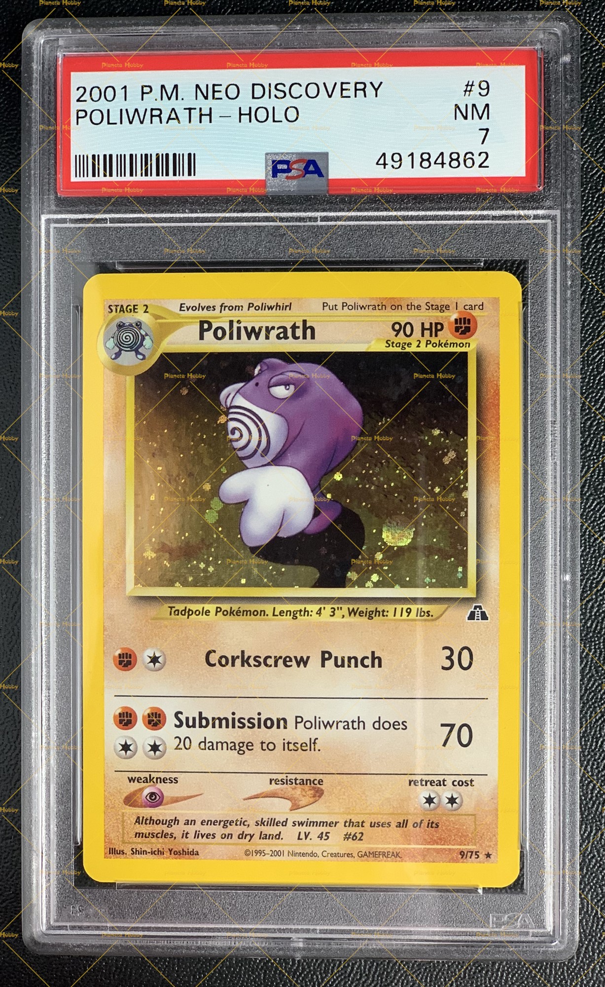 Poliwrath Holo Neo Discovery 9/75 Eng PSA 7