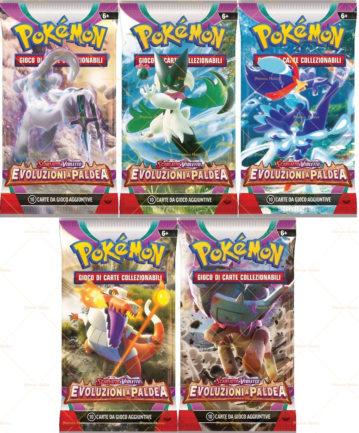 Scarlatto e Violetto Evoluzioni a Paldea 5 buste Artwork diversi
