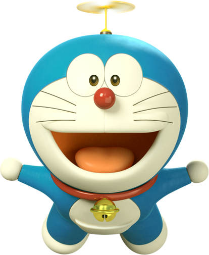 doraemon vola con una elica in testa